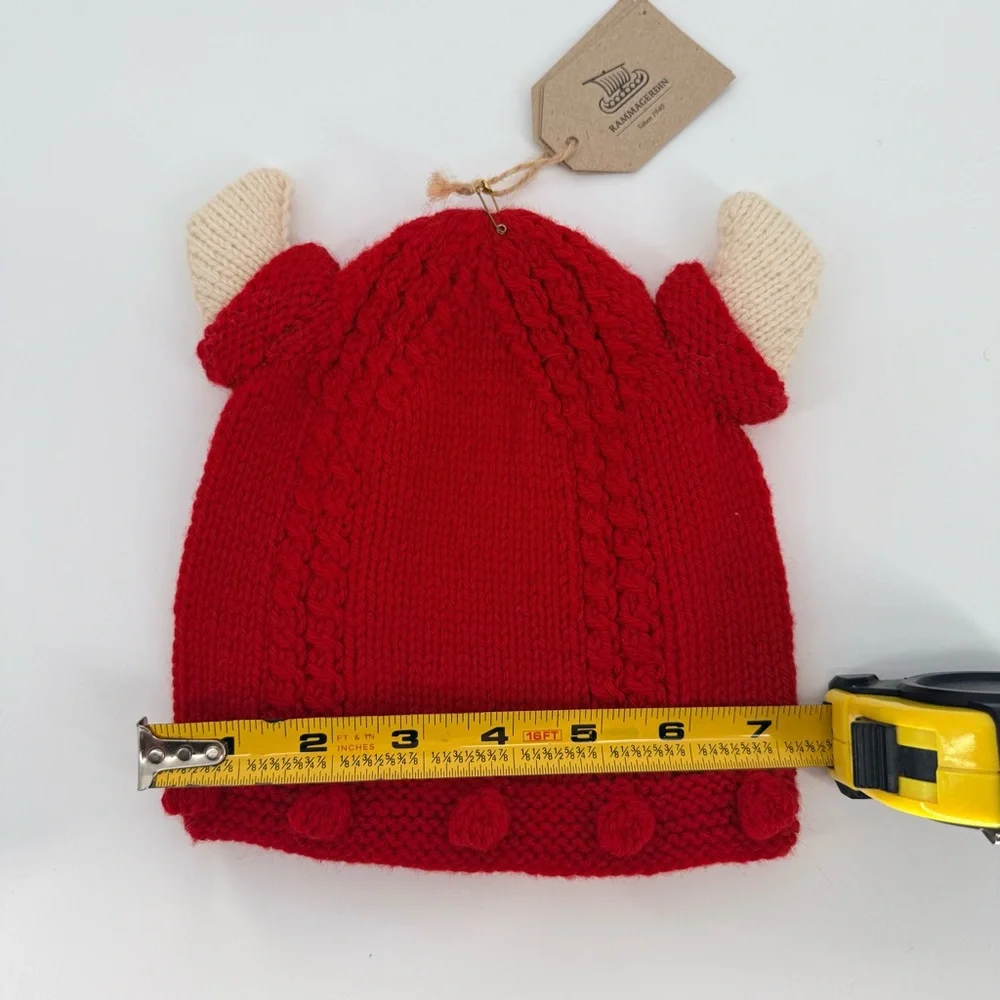 Viking Knit Hat Nordic Kids Wool Bull Horn Crochet Beanie Cap Handmade Baby gift